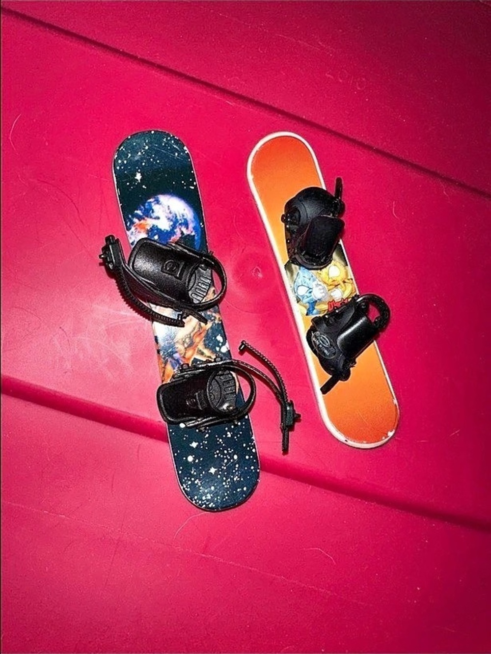 Vintage Mini Skateboard Pair Orange & Black - 2